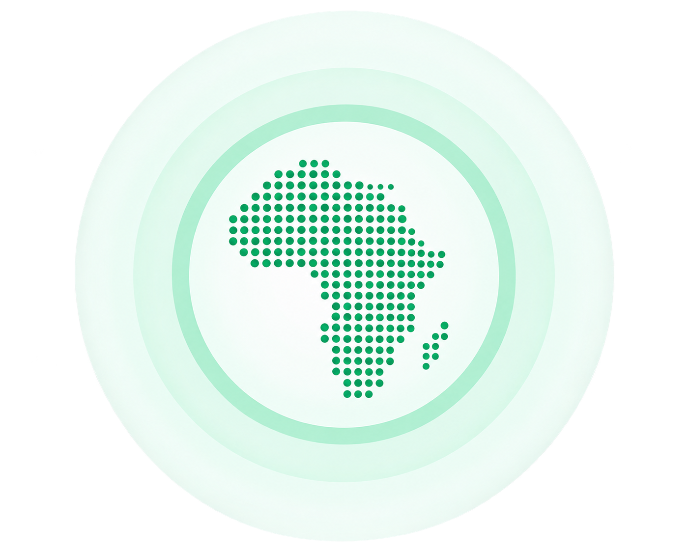 Dotted Africa map with mint halo rings
